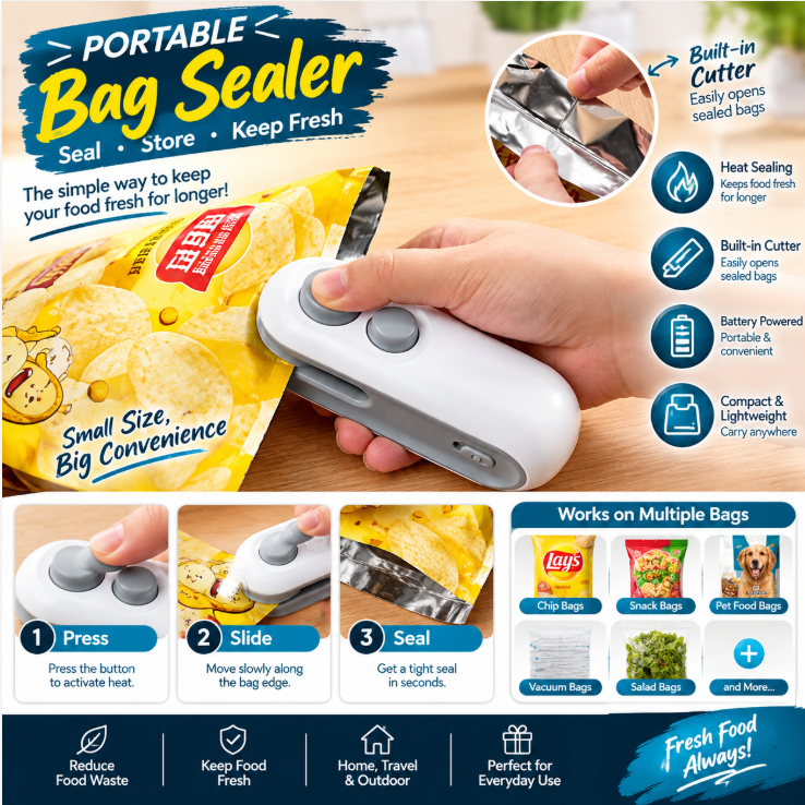 Portable Mini Bag Sealer β¨ Seal Fresh. Stay Fresh