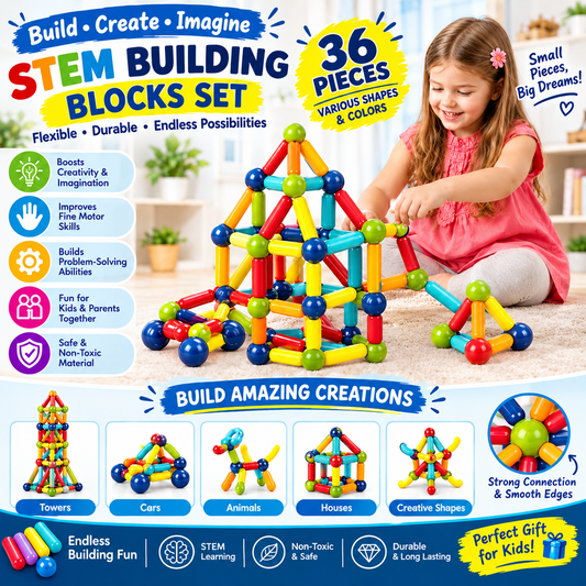 36-Piece STEM Building Blocks Set – Creative Construction & Educational Toy